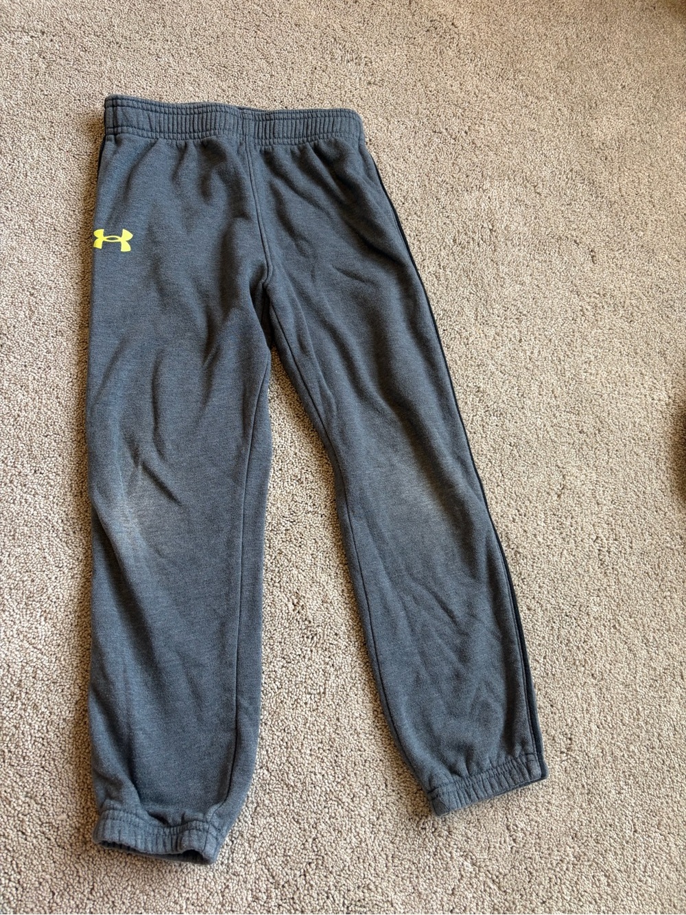 Under Armour Kids' Dark Gray Joggers with Yellow Logo